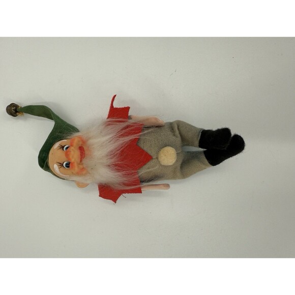 VINTAGE STEIFF "PUCKI" DWARF ELF GNOME PLASTIC RUBBER DOLL GREEN HAT BELL 6"X3" - Picture 5 of 9